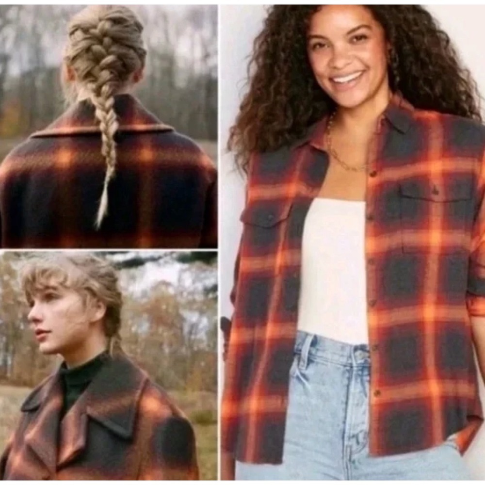 Old Navy The Boyfriend Taylor Swift Evermore Flannel Shirt Size Small Plaid